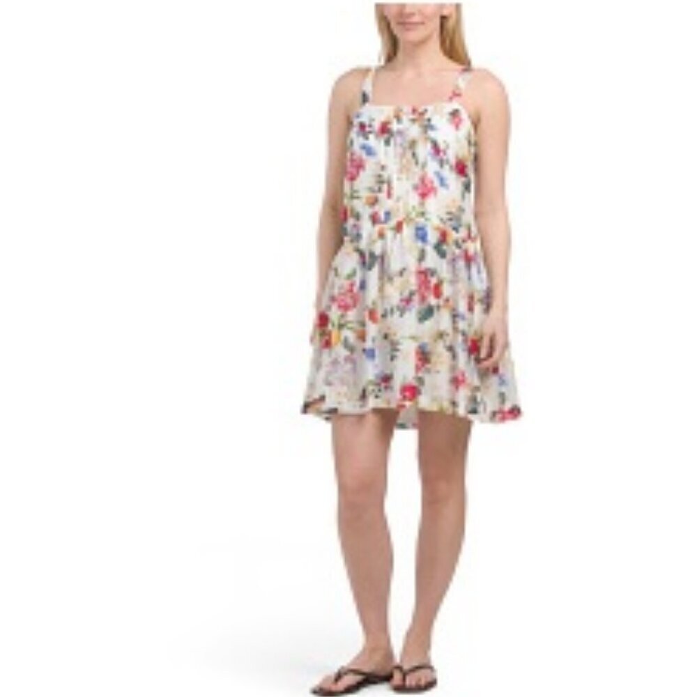 Charmed Hearts Ivory White Floral Strappy Swing Sheath Dress